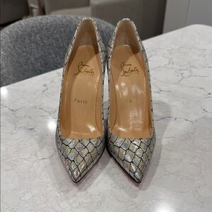 Christian Louboutin Silver and Gold Heels with Metallic Finish
